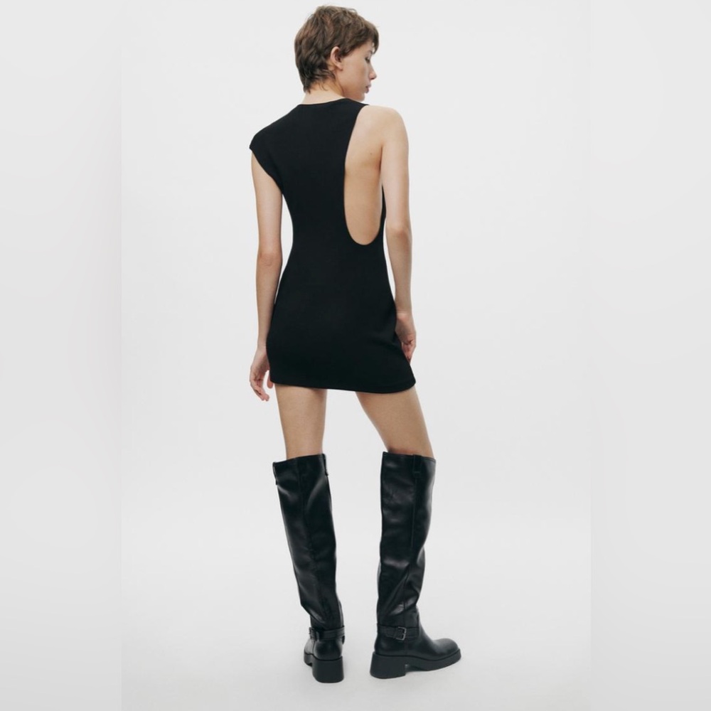 Zara ASYMMETRIC NECKLINE DRESS ZW COLLECTION. Black. Size XS. New with Tags.